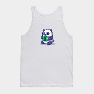 Cute Panda Reading Book Cartoon Tank Top